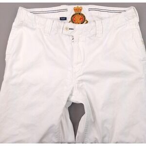 Polo Ralph Lauren Pants Mens 35x32 White Chino Naval Nautical Scribble Crest
